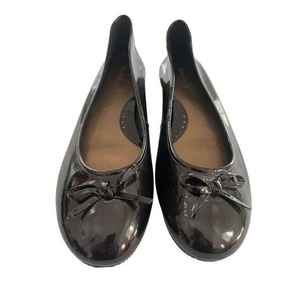 MICHELLE D Womens Brown Gloss Flats Loafers Shoes Ballet With Bow Size 1… - Picture 2 of 9